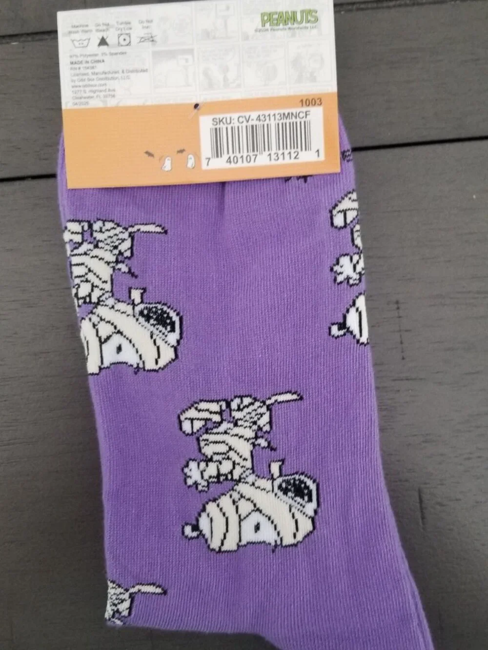 Peanuts Snoopy Halloween Jack-o'-lantern & Mummy Novelty Crew Socks Bundle
